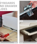Top Notch Keyboard Slide Out Tray Rails With Drawer Track Guides 27Mm White For Office Desk And Computer Table installation process