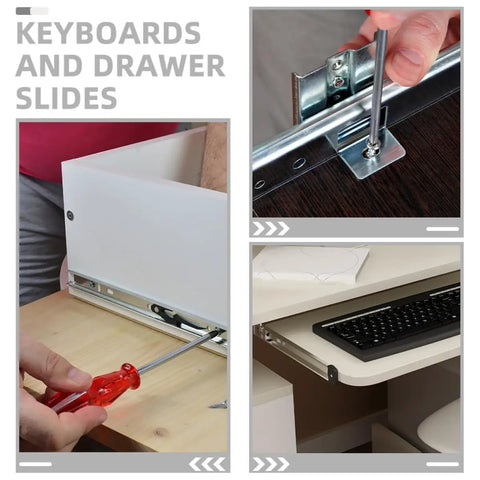 Top Notch Keyboard Slide Out Tray Rails With Drawer Track Guides 27Mm White For Office Desk And Computer Table installation process