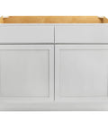 Slick Pure White Shaker Bathroom Vanity Cabinet Featuring Buttery Smooth Soft Close Doors, 42 Inch wide with open top.