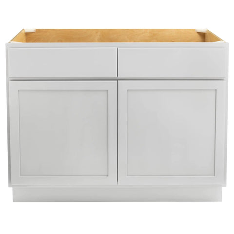 Slick Pure White Shaker Bathroom Vanity Cabinet Featuring Buttery Smooth Soft Close Doors, 42 Inch wide with open top.