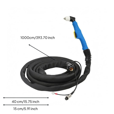 Professional Grade Rock Solid Heat Resistant Metal Severing Torch With Extra Long 10 Meter Cable showcasing blue grip and black protective sheath.