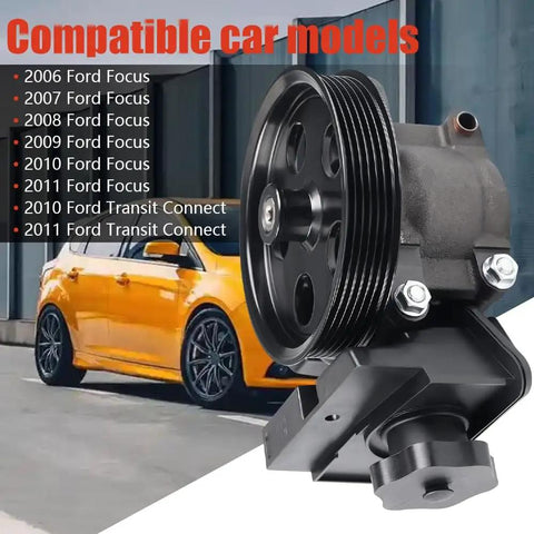 Power Steering Pump With Pulley And Reservoir Plug And Play Fit For 2006 Through 2011 Ford Focus 2.0L 2.3L 2.5L And 2010 2011 Transit Connect 2.0L Gas Engine Pre Installed Pulley And Reservoir For Easy Install And Smooth Steering