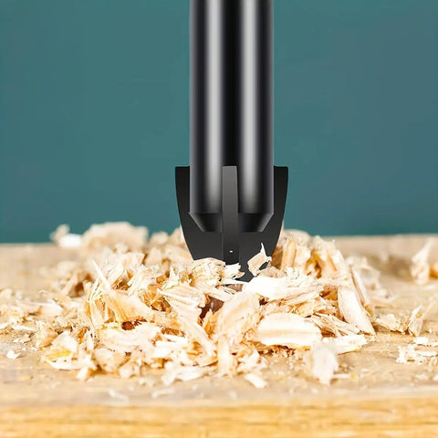 Top Shelf 10 Piece Drill Bit Set 6mm Heavy Duty Alloy Steel For Tile Porcelain Glass Marble, detailed view of drill bit in wood shavings.