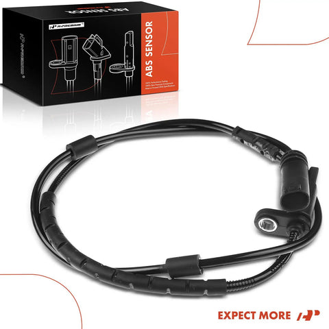 Rear Abs Wheel Speed Sensor For Bmw 2 3 4 M Series 2.0L 3.0L, black sensor with wiring harness and packaging.