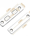 Dimensions of Magnetic Cabinet Door Catch With Single Or Dual Magnet Options Easy Screw Or Adhesive Mount shown in inches.