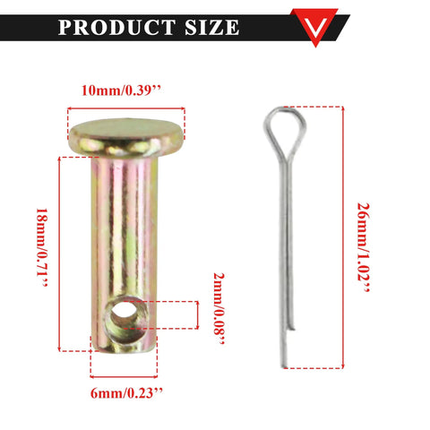 Rear Caliper Foot Brake Lever Clevis Pin 6mm 0.23 Inch For Pit Pro Trail Quad Dirt Bike ATV Buggy size diagram with cotter pin