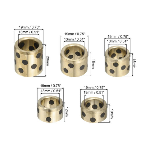 5 Pack Sleeve Bearings 13mm ID 19mm OD Wrapped Oilless Brass Graphite Bushings For Industrial Automation And Precision Motion Control Pro Grade Photo