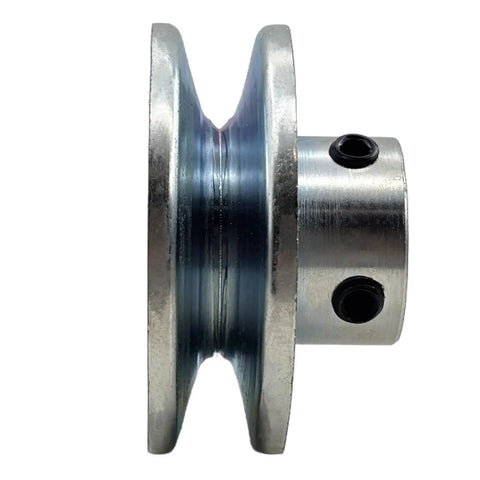 Solid Workhorse Single Groove Web Sheave V Belt Motor Pulley with 3/4 Inch Bore, 2.5 Inch OD, Zinc Plated Steel.
