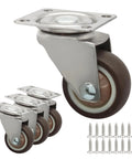 1.5 Inch Caster Wheels 4 Pack Low Profile No Noise Mini Swivel Casters With 360 Degree Top Plate for Small Furniture