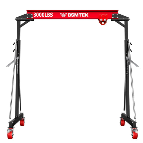 1.5 Ton Portable Gantry Crane With Adjustable Height From 8.53 To 12.47 Feet And A 6.56 Foot Span, Steel I Beam Construction For Easy Lifting