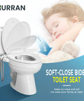 Non Electric Bidet Toilet Seat For Elongated Toilets With Soft Close Lid And Self Cleaning Nozzles Adjustable Water Pressure