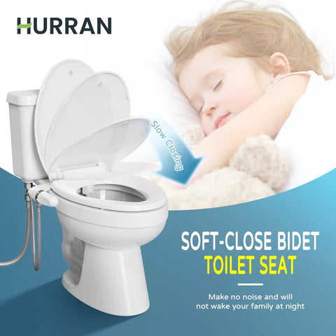 Non Electric Bidet Toilet Seat For Elongated Toilets With Soft Close Lid And Self Cleaning Nozzles Adjustable Water Pressure