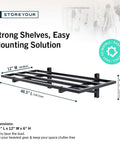 Beefy Garage Wall Shelves 1x4 Ft Set Of 2 With 6 Hooks 400 Lb Total Capacity 200 Lb Per Shelf Powder Coated Steel For Easy Tool Organization And Hardcore Garage Storage wall shelf 46.5 x 12 x 6 in