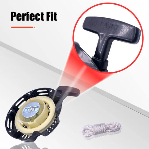 Pull Start Recoil Starter With Spark Plug For 97cc 2.8HP Mini Bikes And Go Karts showing handle and cord details