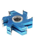 Straight Up Top Shelf Three Piece Tungsten Carbide Spindle Shaper Bits For Woodworkers Chopping T Slots And Grooves Like Butter, blue tungsten carbide bit with sharp edges.