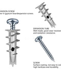 Heavy Duty Drywall Screws And Anchors Kit With Self Drilling No Prep Install 200 Sets Built To Last Yellow Zinc Plated Carbon Steel Rust Resistant Wall Fixing Hardware For Cabinets Shelves TV Mounts And More expansion screw and tube