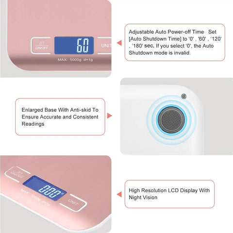 Digital Shipping Scale With Stainless Steel Panel, Accurate Portable Postal Scale showing LCD display and anti-skid base