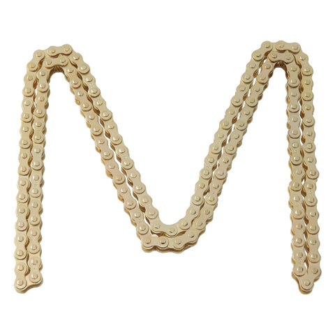 KAMIER drive chain, gold, 140-link, pair of motorcycle chains laid flat