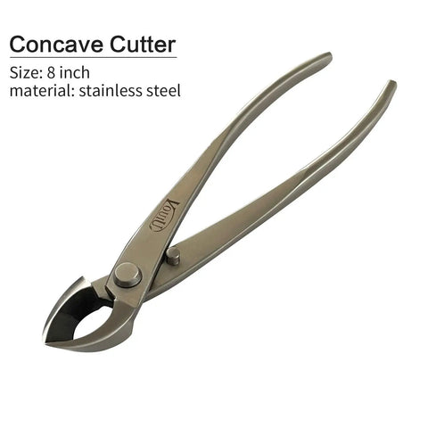 8 inch stainless steel concave cutter from 4 Piece Bonsai Tool Set All In One With 8 Inch Concave Cutter Knob Cutter Trunk Splitter And Bonsai Scissors Built For Precise Pruning And Clean Healing Cuts For Beginners And Pros Pro Grade Gear