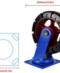 Heavy Duty Swivel Caster Wheels With Rock Solid 2400 Lb Capacity And Industrial Grade Rubber Tires for smooth rolling, shown from the side.