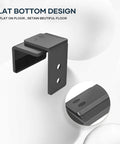 Sliding Barn Door Bottom Floor Guide, U Shape, black finish, flat bottom design with two screw holes, adjustable fit, wall mount.