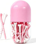 Durable Plastic Golf Tees 60 Pack In Two And Three Quarters Or Three And One Quarter Inch Sizes Plastic Jar With Lid Pink Color