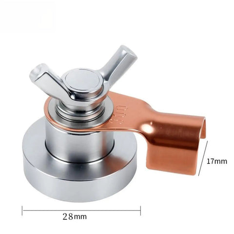 Super Strong Magnet Ground Clamp For Welder Cable With N52 Rare Earth Magnet and high purity copper terminal view from top, 28mm diameter.