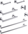 Sleek Dope Brushed Nickel 8-Piece Bathroom Hardware Set Wall Mounted Stainless Steel Towel Bars Toilet Paper Holder Robe Hook