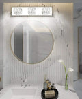 Three Light Crystal Vanity Light Bar Over Mirror Modern LED Bathroom Fixture With White 5500K Light Energy Efficient 18W