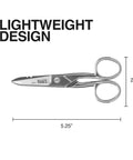Electrician Scissors With Stripping Notches Nickel Plated 5.25 Inch Snips For Datacom Telecom Electrical Use Made In USA
