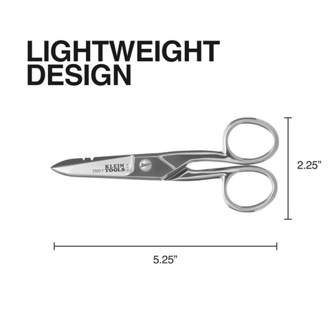 Electrician Scissors With Stripping Notches Nickel Plated 5.25 Inch Snips For Datacom Telecom Electrical Use Made In USA