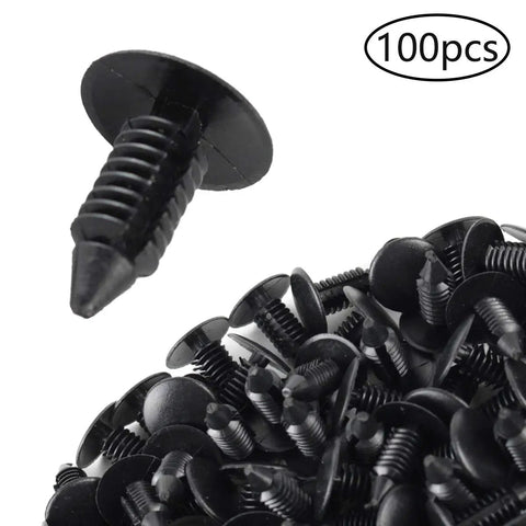 Badass Heavy Duty Auto Bumper Clips For Cars Trucks And Suv Road Ready 100 Piece Plastic Rivet Fasteners shown in black color.