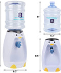 Penguin Style Mini Water Dispenser 2.5 Liter Personal Water Cooler Holds 8 Glasses No Plug Room Temperature Bottle Included