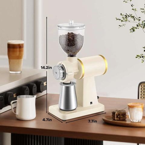 Front view of Electric Coffee Bean Grinder 250G For Commercial And Home Use 200W Automatic Burr Grinder on kitchen counter