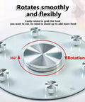 36 Inch Lazy Susan Turntable Rotating Serving Tray With Tempered Glass And Aluminum Base, showcasing 360 degree rotation feature.