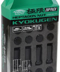 Kyokugen Heptagon Black Lug Nuts 42mm Length 12mm X 1.5 Thread Size Set Of 20 Heavy Duty Steel Closed End Design packaging