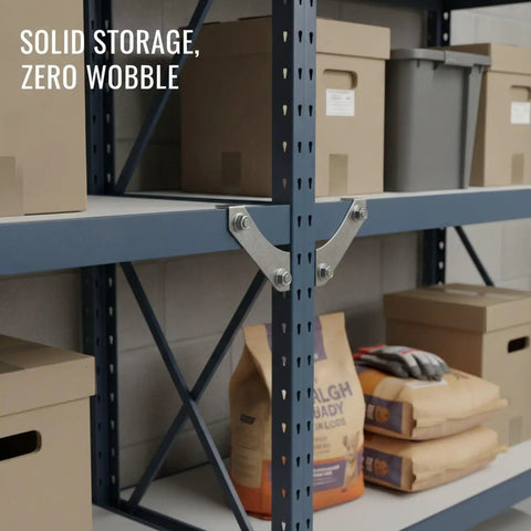 Solid White Steel Shelf Brackets for Garage and Warehouse Storage Built Tough for Standard Angle Profiles Securely Support Racks