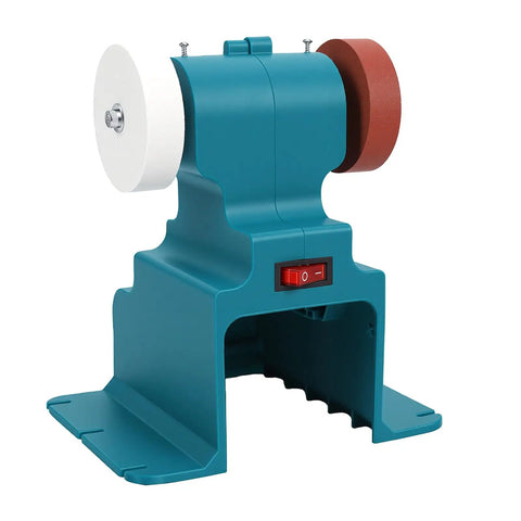 Jeffergarden Cordless Mini Bench Grinder With Two Wheels, compact bench tool with dual wheels for sharpening and polishing.