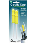 Packaging of Reusable Caulk Tube Cap With Built In Puncture Pin 2 Pack Keep Caulk Fresh Between Jobs Seals Open Tubes Tight