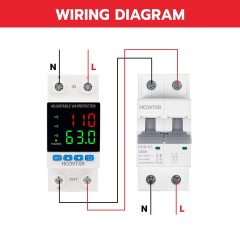 Wiring diagram for Heavy Duty Smart Circuit Breaker With Dual Led Display And Adjustable Voltage Regulator for Solar RV home systems.