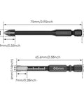 Detailed diagram of Pro Grade Diamond Drill Bits Set 6mm One Quarter Inch Dry Cutting For Ceramic Tile Concrete Marble Glass Tile With Quick Change Hex Shank 20 Piece Kit Durable Heat Resistant Bits showing measurements