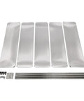 Five Tier Stainless Steel Shelving Rack With Heavy Duty Adjustable Storage Shelves components including five steel shelves and support rails.