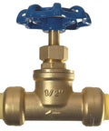 Half Inch Push Fit Stop Valve With Drain And Vent for Pex Copper CPVC PERT HDPE Brass Plumbing Fitting, front view