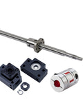 SFU2510 Ball Screw Linear Motion Kit With Anti Backlash Nut, BK20 BF20 Bearing End Supports, And Coupler, 25mm diameter.