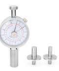 Real Deal Fruit Hardness Tester Penetrometer For Big League Orchards With Dual Probe Setup, stainless steel and gauge for measuring fruit firmness.