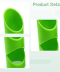 Close-up of green polycarbonate insulation cutting fixture from Insulation Cutting Fixture Set For Foam Pipe With Three Tube Design.