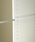 12-Inch Metal Sliding Closet Rod With Retractable Easy-Access Slick Design Wardrobe Organizer For Clothes Includes Installation Hardware White Finish Durable Steel For Quick Mount And Space Saving installed on white panel