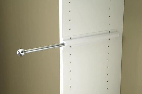 12-Inch Metal Sliding Closet Rod With Retractable Easy-Access Slick Design Wardrobe Organizer For Clothes Includes Installation Hardware White Finish Durable Steel For Quick Mount And Space Saving installed on white panel