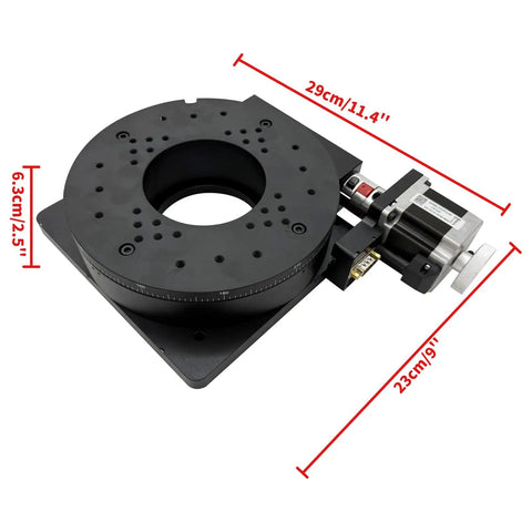 Motorized Precision Rotary Stage For Labs And CNC Machines featuring opto isolated control, size 29cm with smooth operation.