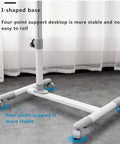 Grab And Go Rolling Sit Stand Desk With Smooth Adjustable Tilt, Portable Standing Lecture Podium For Modern Workspaces, I-shaped base for stability.